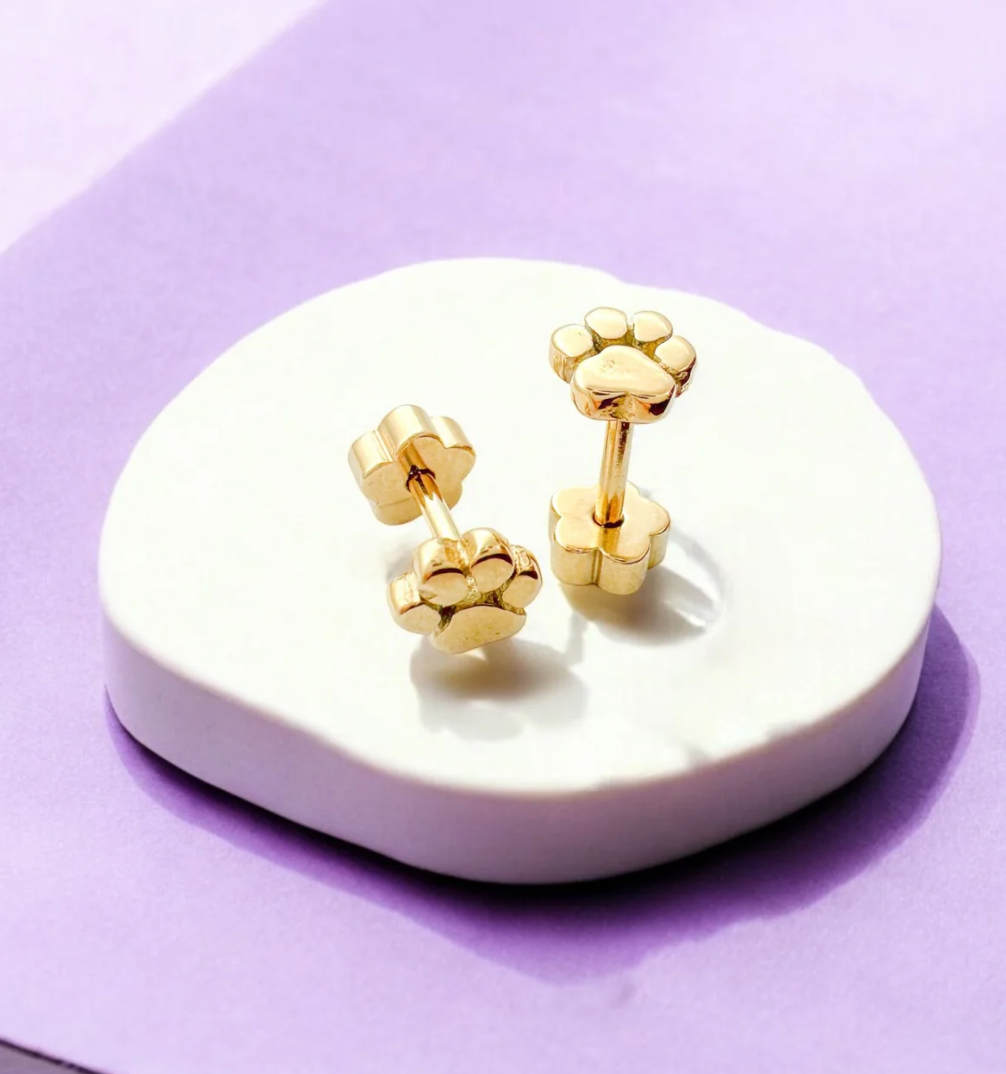 Paw Prints Tiny Stud Earrings