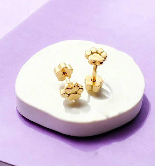 Paw Prints Tiny Stud Earrings