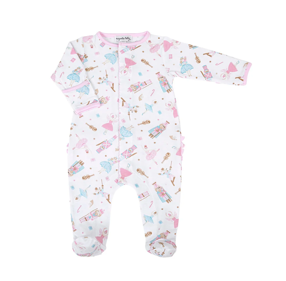 Nutcracker Ballet Printed Ruffle Footie - Pink