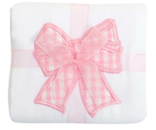 Pink Bow Applique Burp