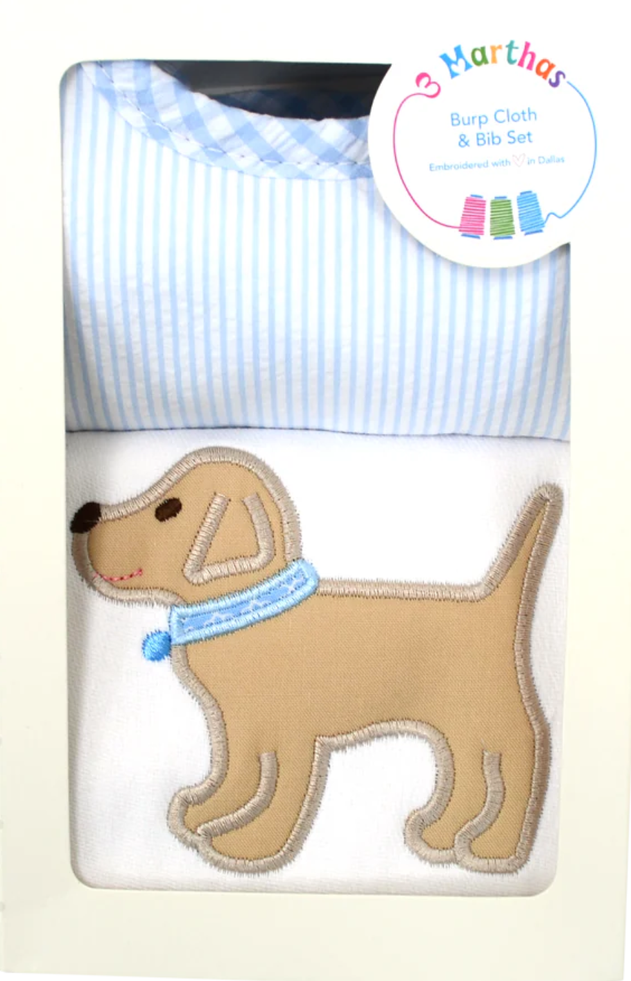 Blue Lab Puppy Burp Cloth & Bib Set