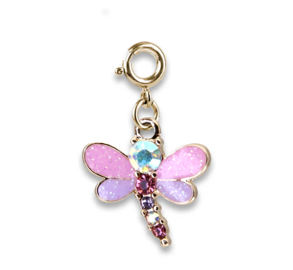 Charm - Gold Glitter Dragonfly