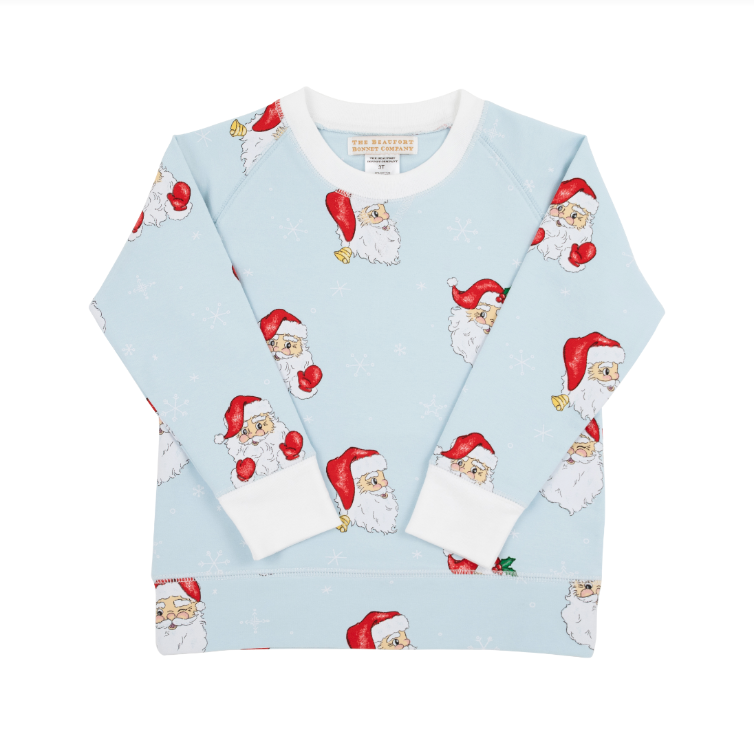 Cassidy Comfy Crewneck Dear Santa Buckhead Blue