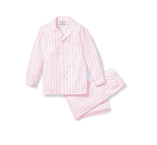 Kid's Twill Pajama Set Pink Gingham