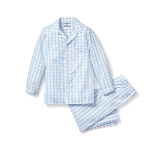 Kid's Twill Pajama Set Light Blue Gingham