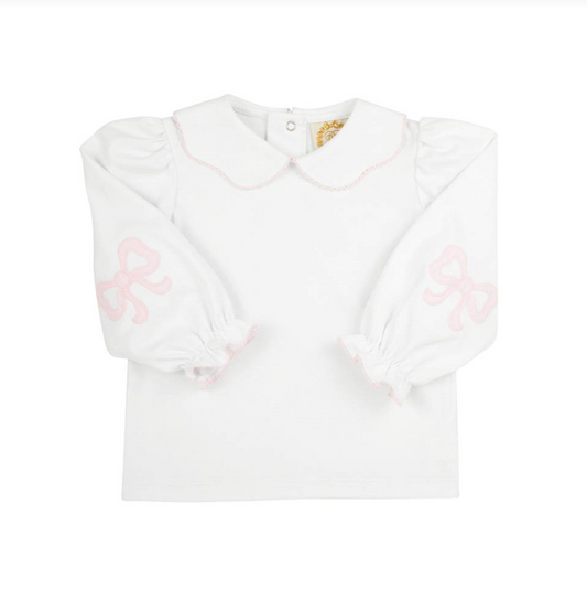 Emma's Elbow Patch Top Worth Avenue White/Palm Beach Pink