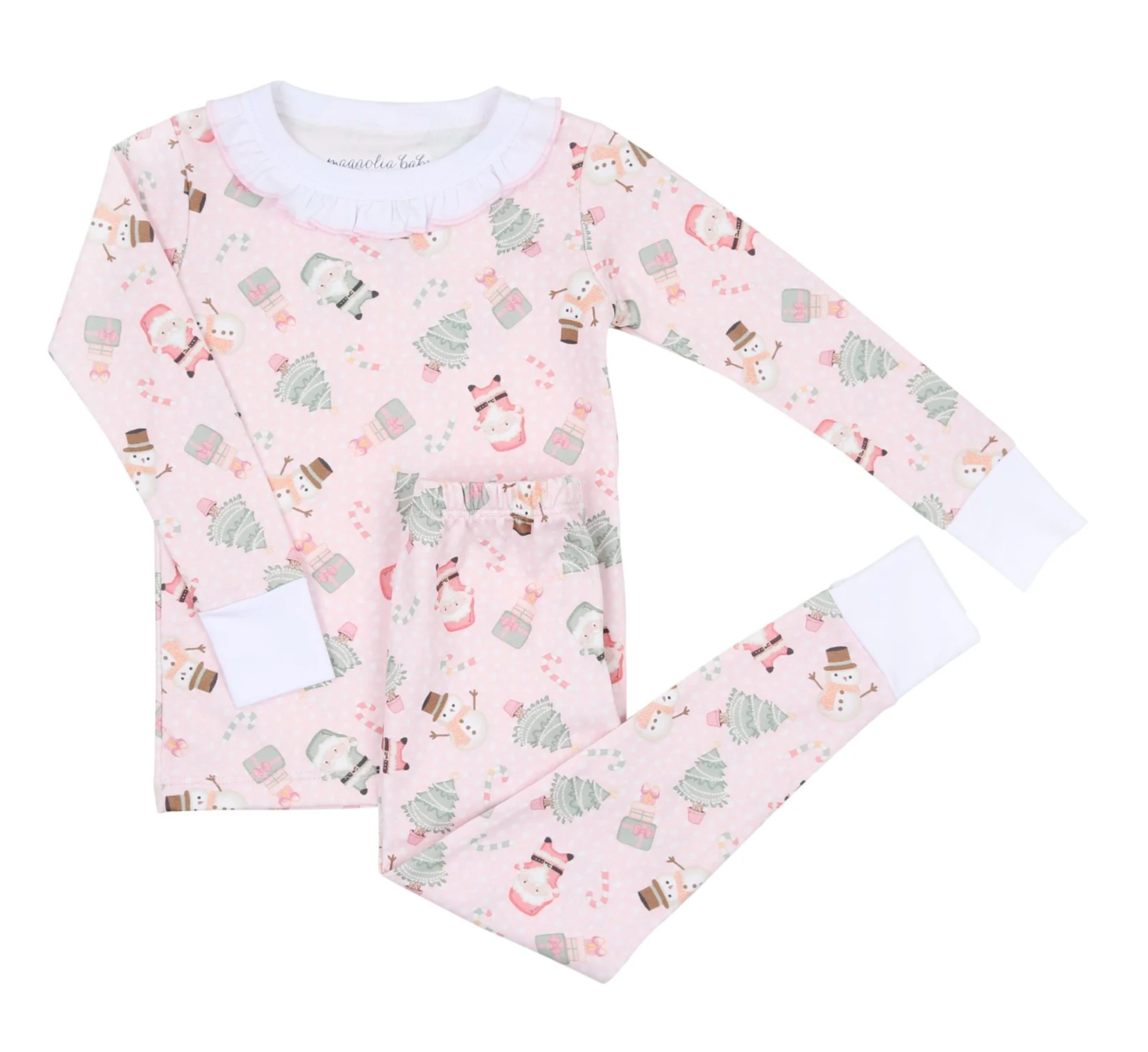 Sweet Little Christmas Ruffle Pajamas Pink