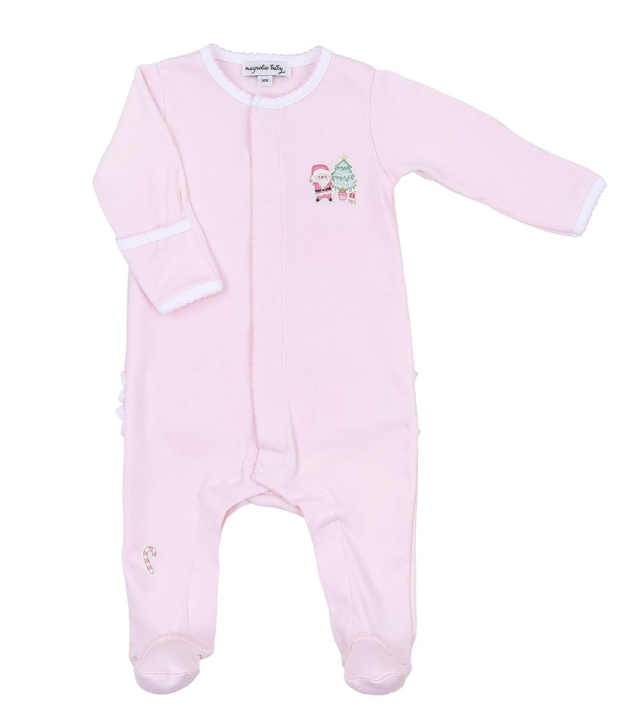 Sweet Little Christmas Embroidered Footie Pink