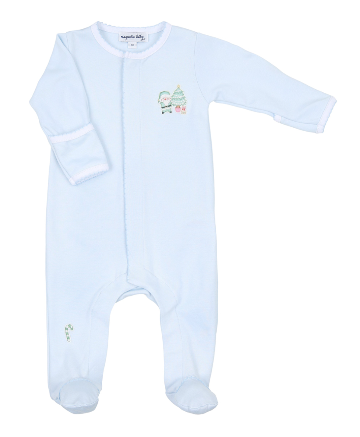 Sweet Little Christmas Embroidered Footie Blue