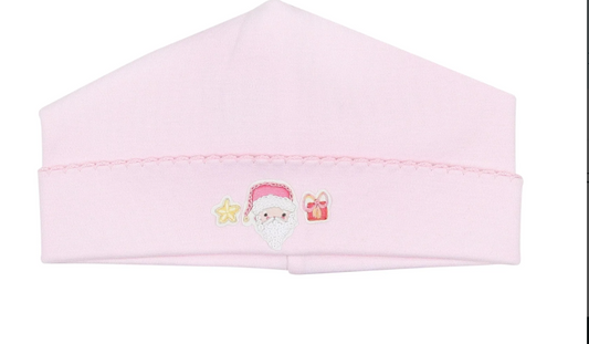 Sweet Little Christmas Embroidered Hat Pink