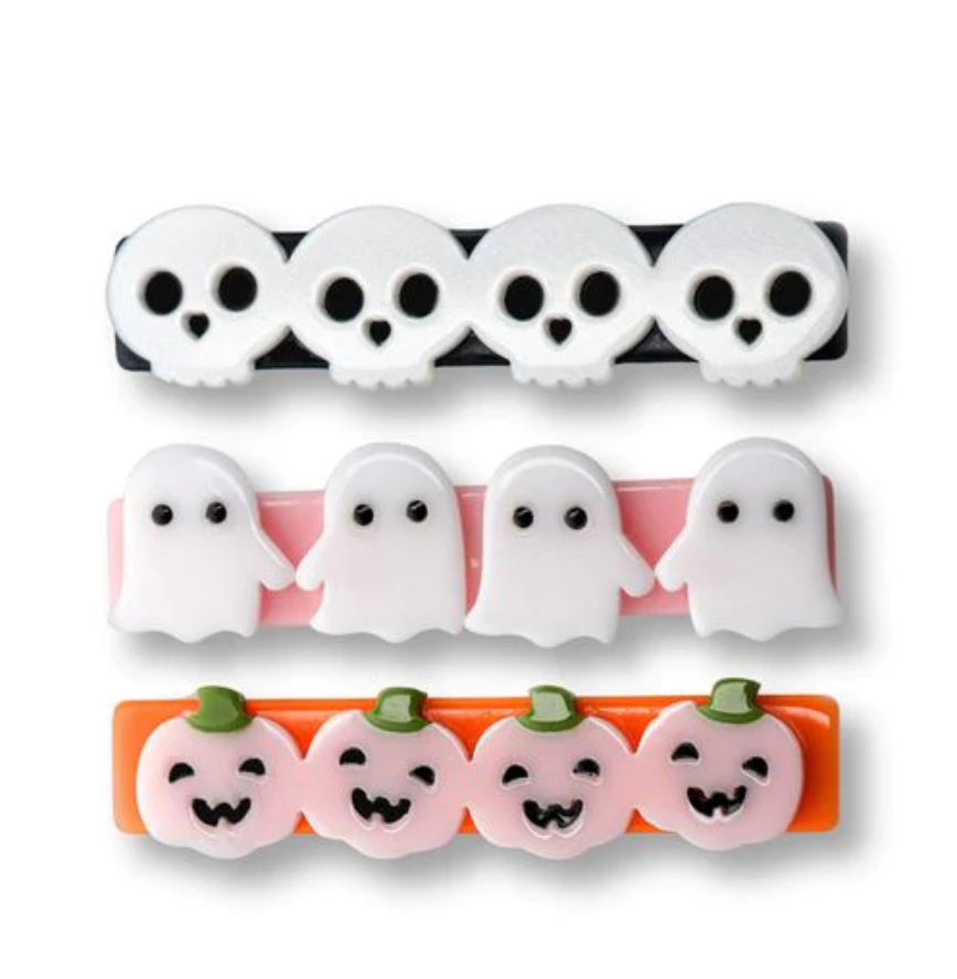 Skulls Pumpkins and Ghosts Hair Clips