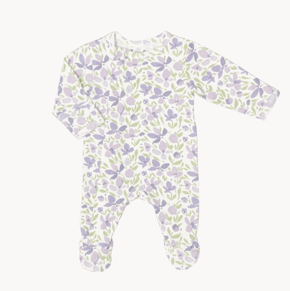 Violet Flowers Modal Zipper Footie