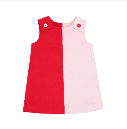 Katie Anne Colorblock Jumper Cord- Richmond Red/Palm Beach Pink