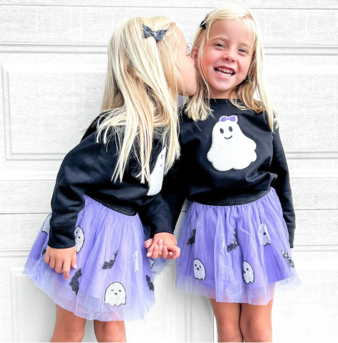 Girly Ghost Patch Halloween Sweatshirt