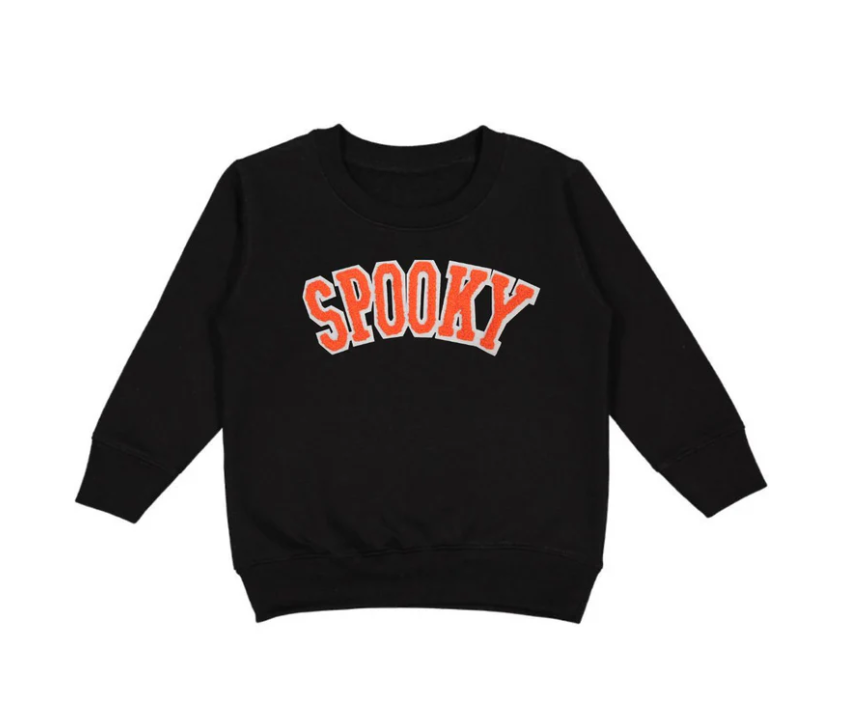 Spooky Patch Halloween Sweatshirt- Black