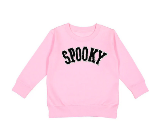 Spooky Patch Halloween Sweatshirt- Pink