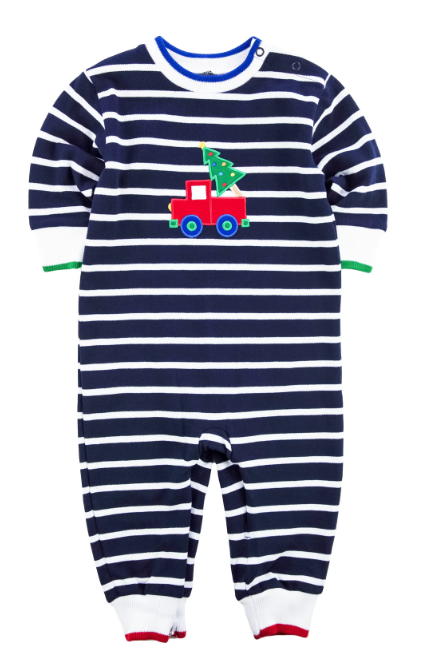 Stripe Knit Longall with Truck and Tree