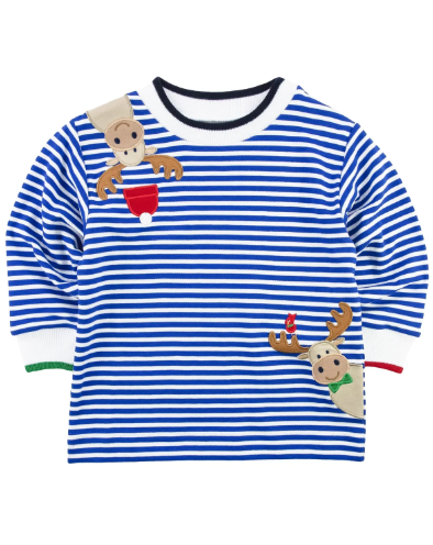 Stripe Knit Shirt With Moose