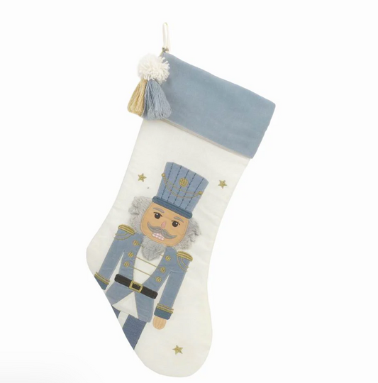 Tassled Nutcracker Stocking - Winter Blue