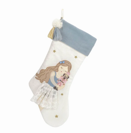 Tassled Clara Stocking- Winter Blue