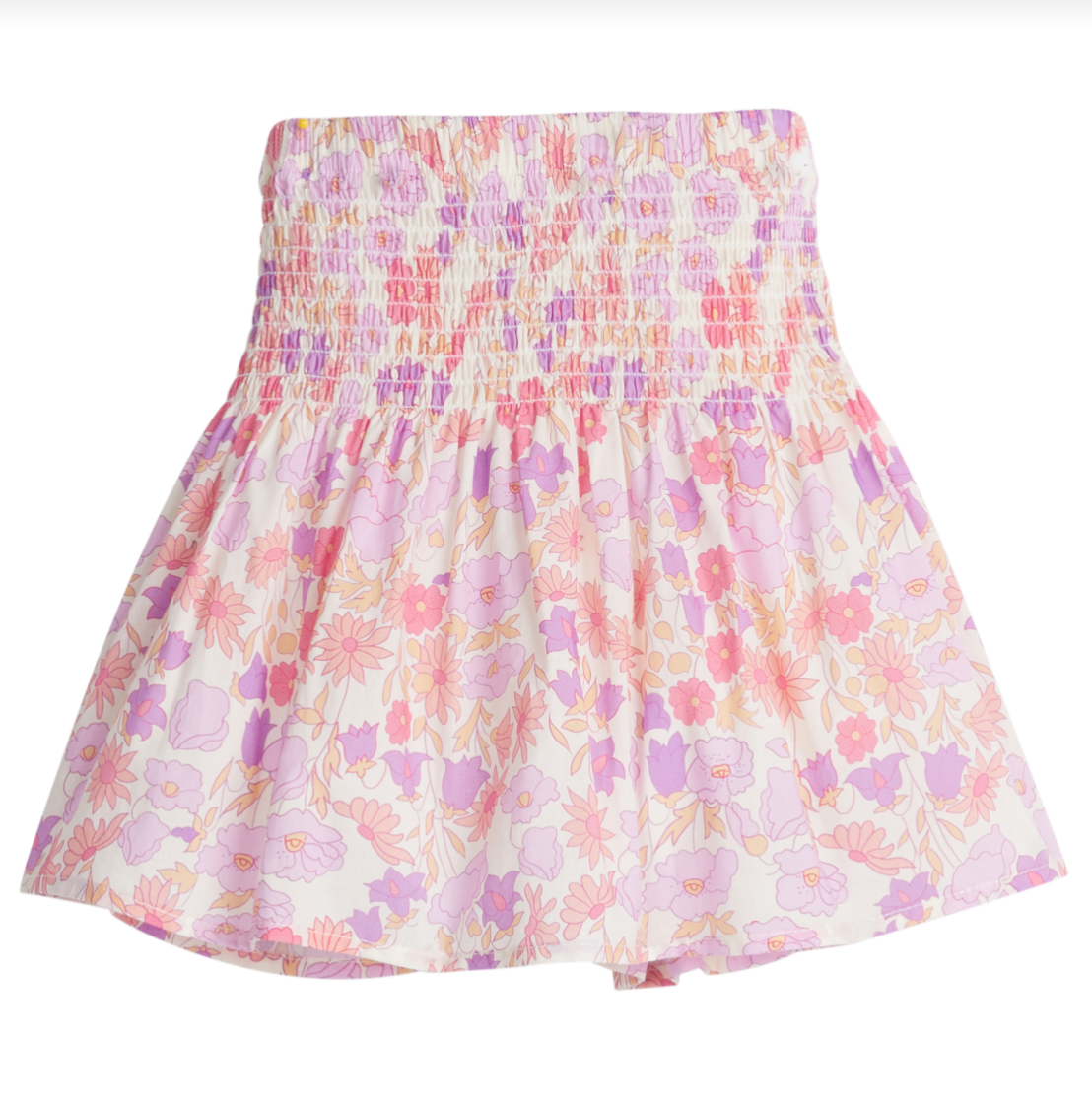 Shirred Circle Skirt Lisle Lavender Floral