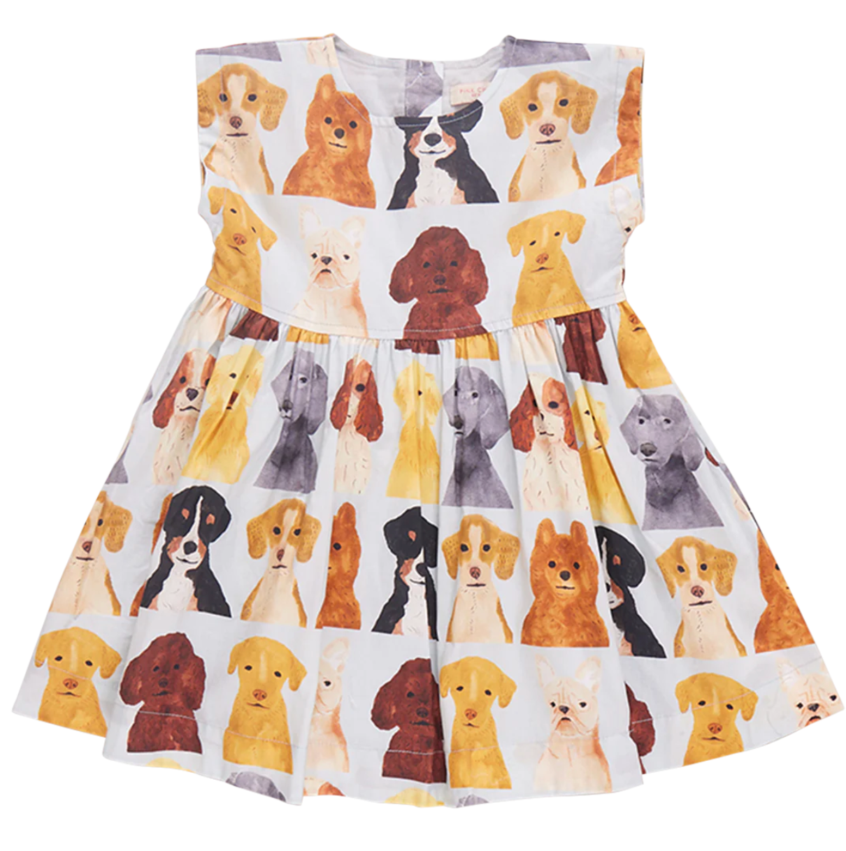 Adeline Dress Light Blue Watercolor Dogs