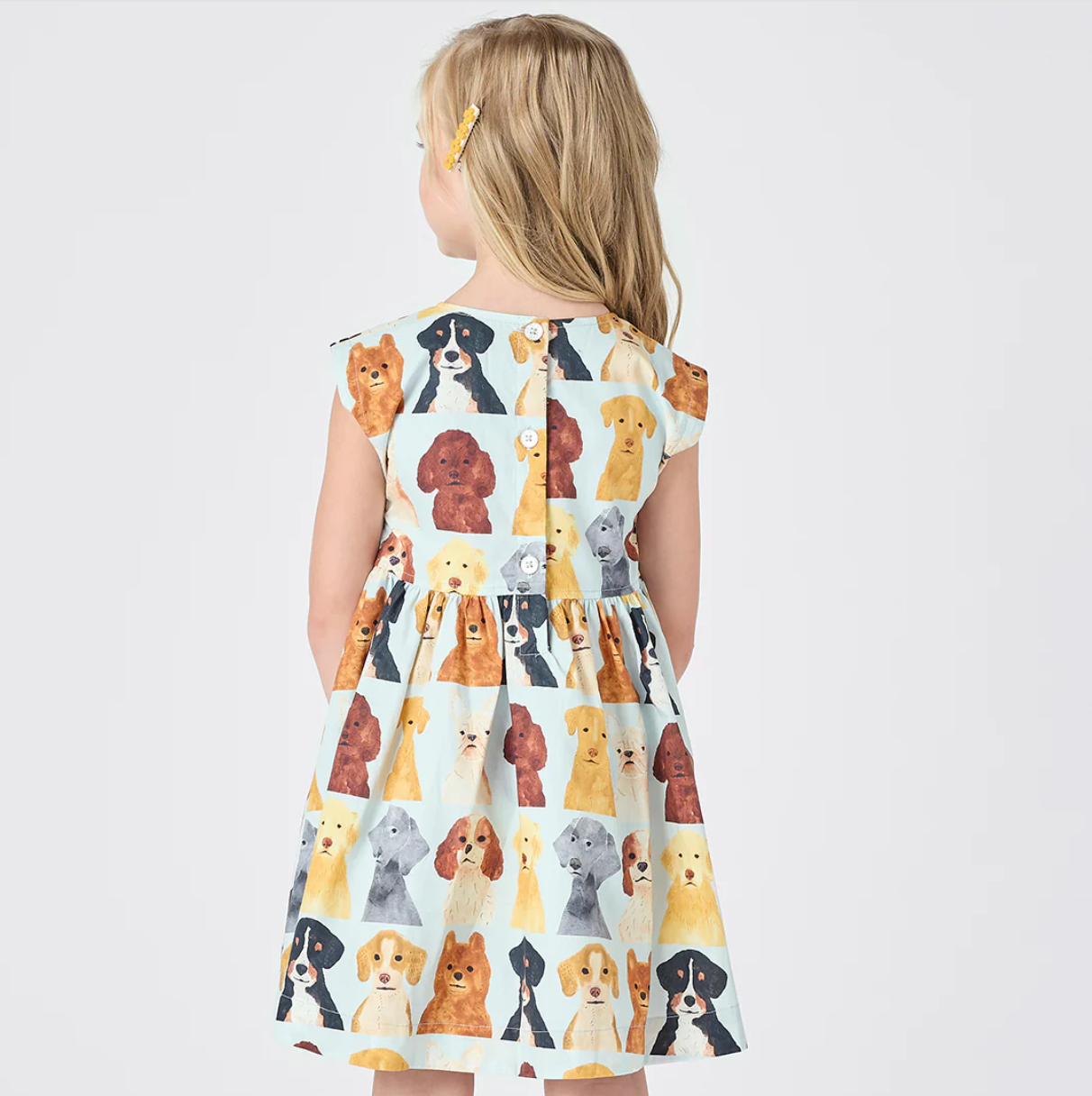 Adeline Dress Light Blue Watercolor Dogs