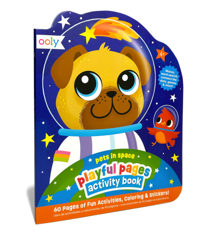 Playful Pages Activity Book - Games Coloring Stickers - Pets in Space