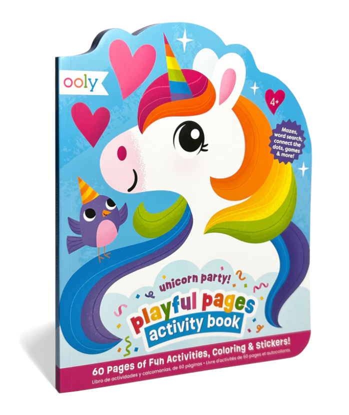 Playful Pages Activity Book - Games Coloring Stickers - Unicorn Party!