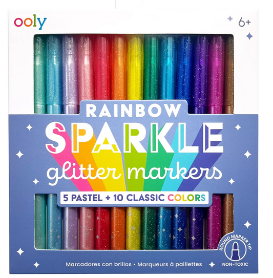 Rainbow Sparkle Glitter Markers- Set of 15