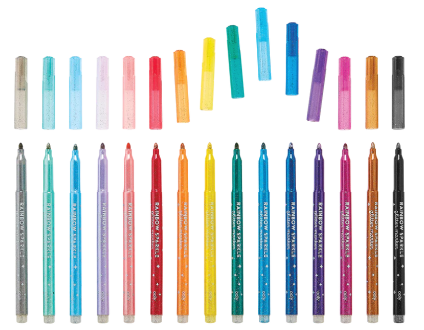 Rainbow Sparkle Glitter Markers- Set of 15