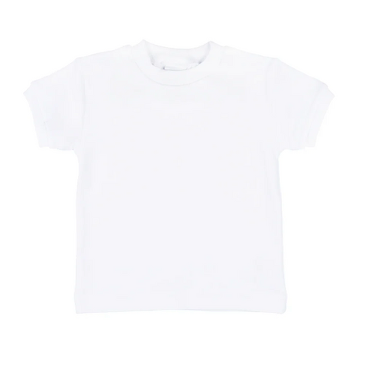 White Short Sleeve T-Shirt with Rib Trim