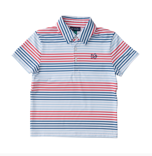 Short Sleeve Pro Performance Polo in Americana Stripe