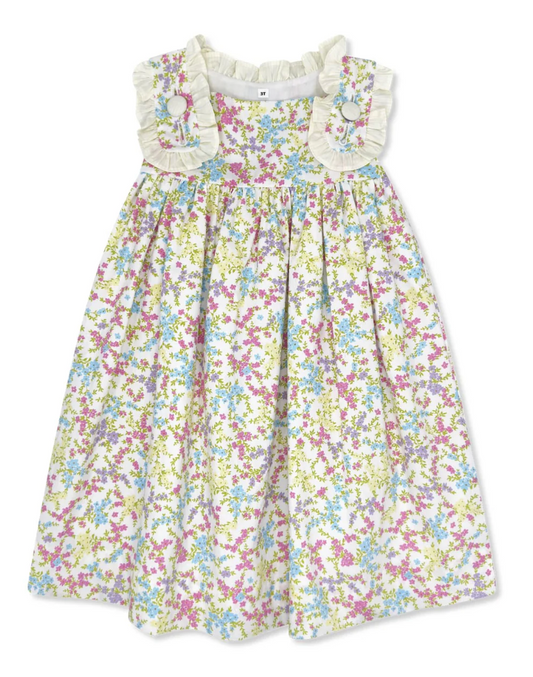 Frances Flap Dress Bellflower Blossom, Buttercup Ministripe