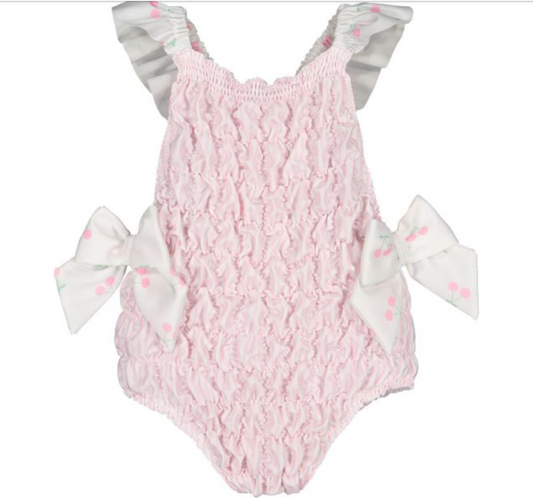 Pink Cherries Frilled Swimsuit