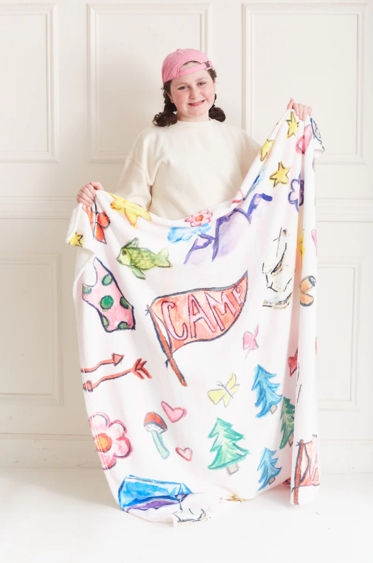 Happy Camper Minky Blanket Pink