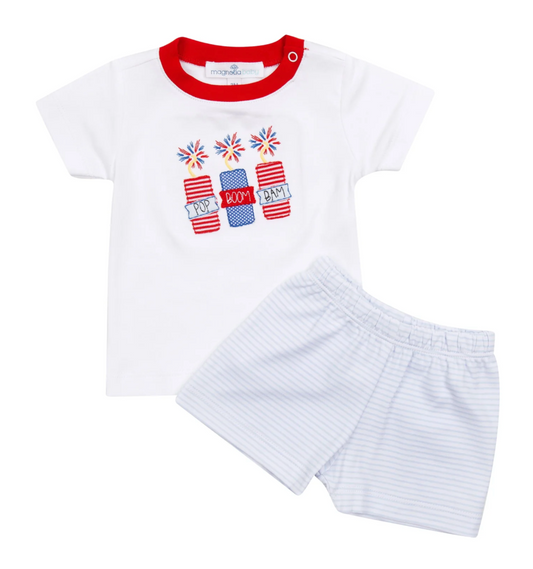 Pop!Boom!Bam! Applique Short Set