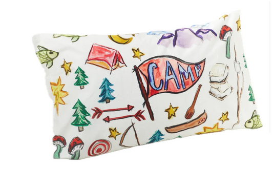 Happy Camper Pillowcase Blue
