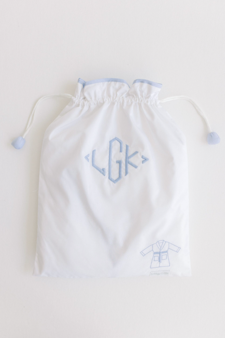 Bathrobe – White With Blue Pinstripe