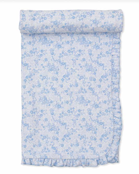 Old English Roses Blanket Light Blue