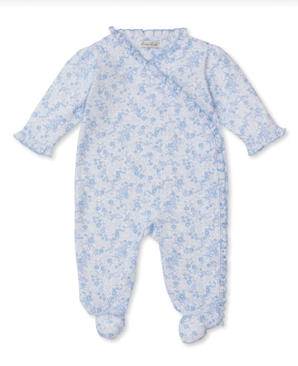 Old English Roses Footie Light Blue