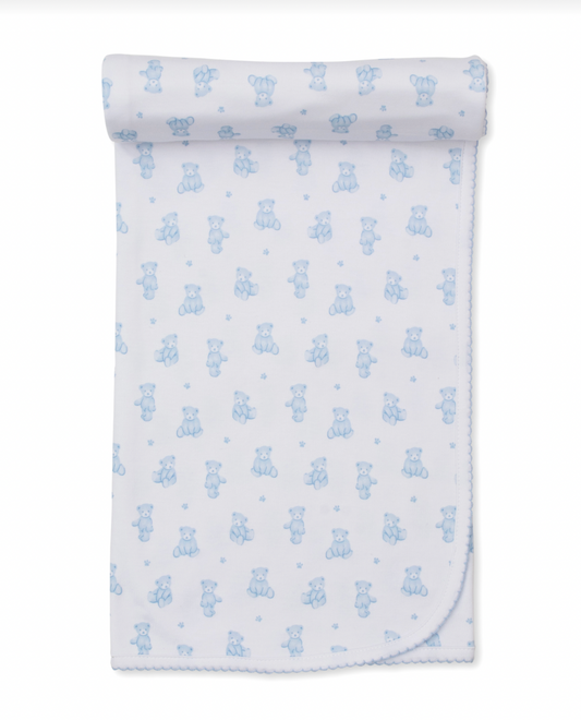 Teddy Bear Time Blanket Light Blue
