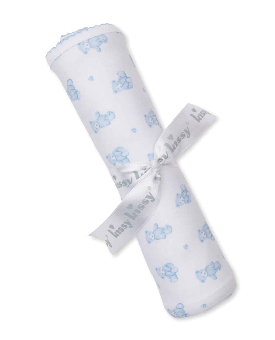 Teddy Bear Time Blanket Light Blue