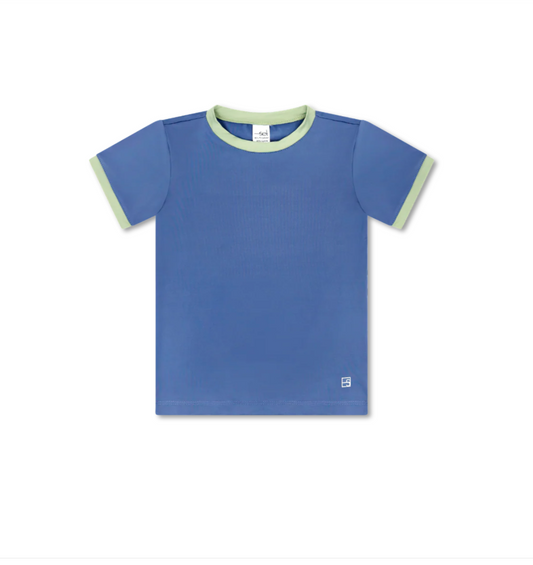 Bradley Basic Tee- Baton Rouge Blue, Pistachio Green