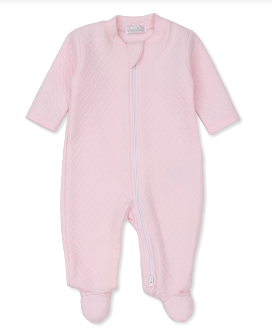 Classic Jacquard Footie with Zipper Pink