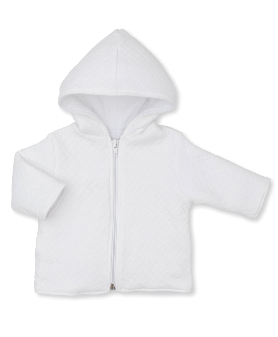 Classic Jacquard Padded Zip Jacket White