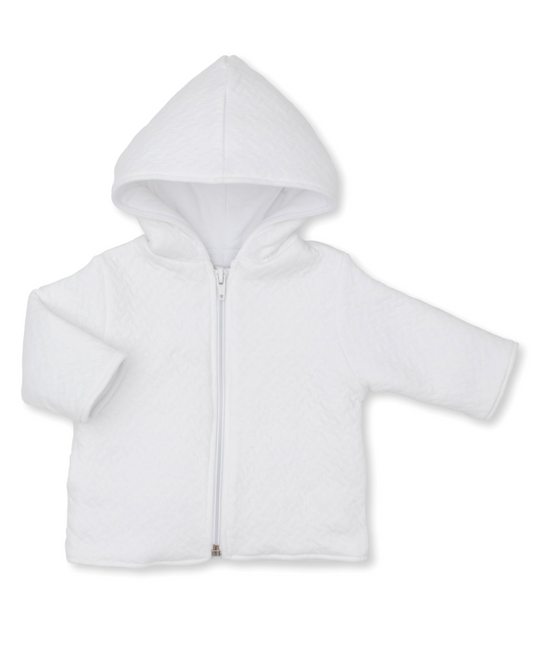 Classic Jacquard Padded Zip Jacket White