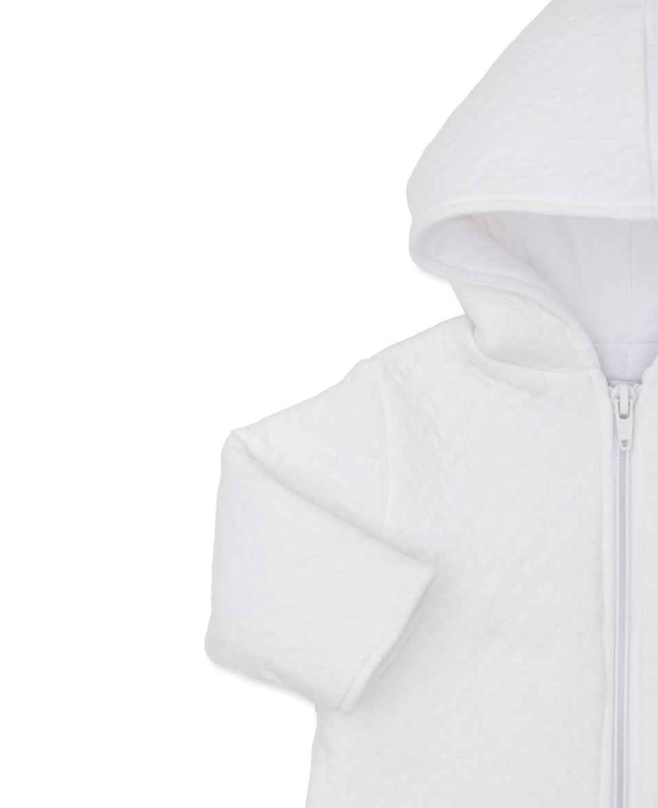 Classic Jacquard Padded Zip Jacket White