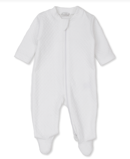 Classic Jacquard Footie with Zipper White