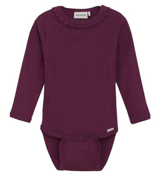 Minymo Body LS Rib - Raspberry Coulis